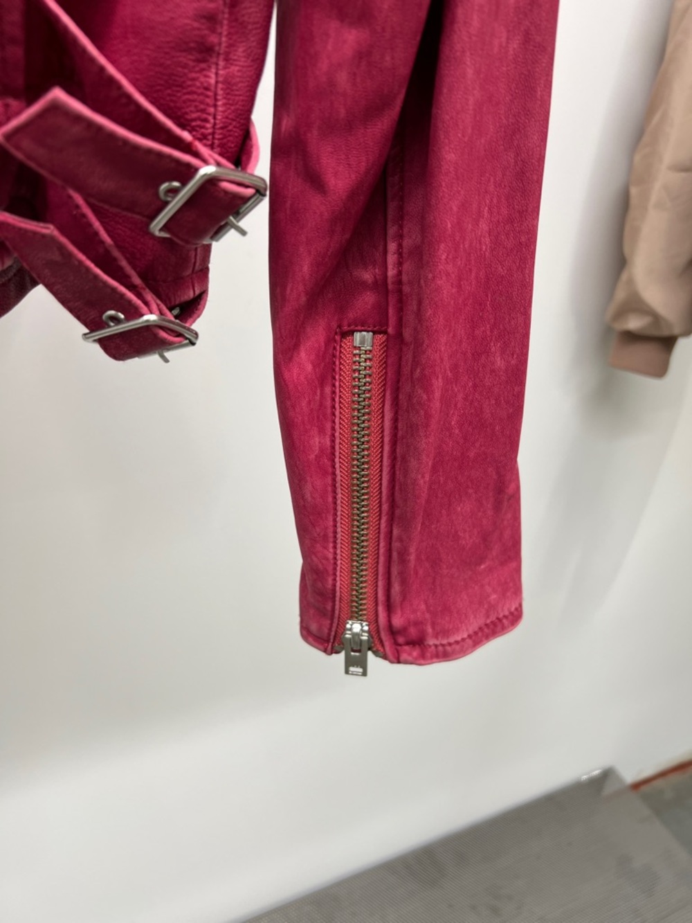 IRO Raspberry Leather Biker Jacket - Picture 9 of 9
